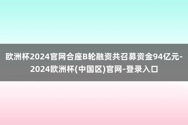 欧洲杯2024官网合座B轮融资共召募资金94亿元-2024欧洲杯(中国区)官网-登录入口