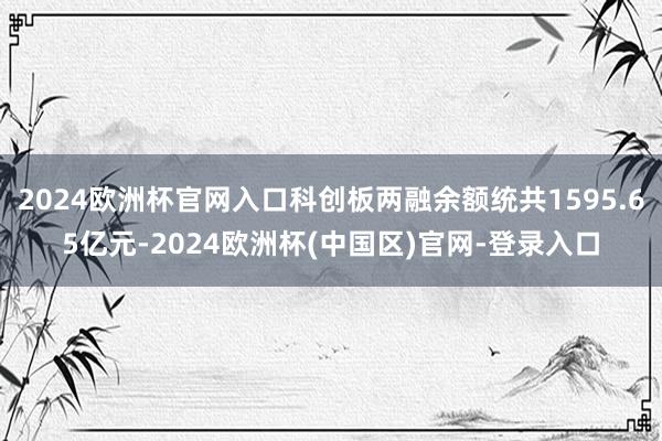 2024欧洲杯官网入口科创板两融余额统共1595.65亿元-2024欧洲杯(中国区)官网-登录入口