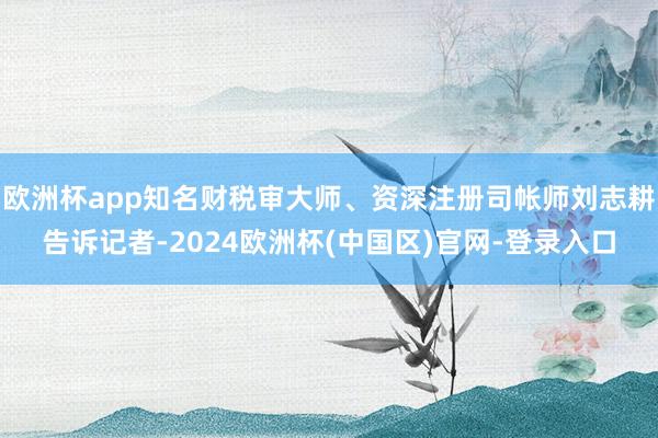 欧洲杯app知名财税审大师、资深注册司帐师刘志耕告诉记者-2024欧洲杯(中国区)官网-登录入口