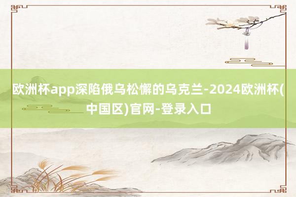 欧洲杯app深陷俄乌松懈的乌克兰-2024欧洲杯(中国区)官网-登录入口