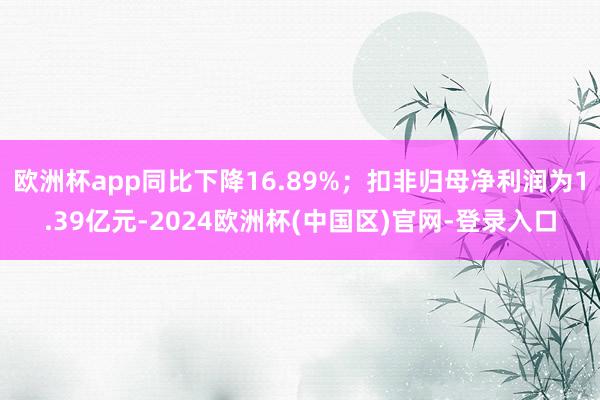 欧洲杯app同比下降16.89%；扣非归母净利润为1.39亿元-2024欧洲杯(中国区)官网-登录入口