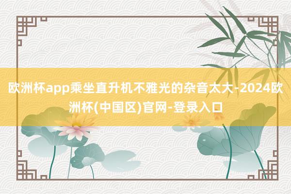 欧洲杯app乘坐直升机不雅光的杂音太大-2024欧洲杯(中国区)官网-登录入口