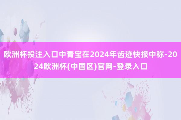 欧洲杯投注入口中青宝在2024年齿迹快报中称-2024欧洲杯(中国区)官网-登录入口
