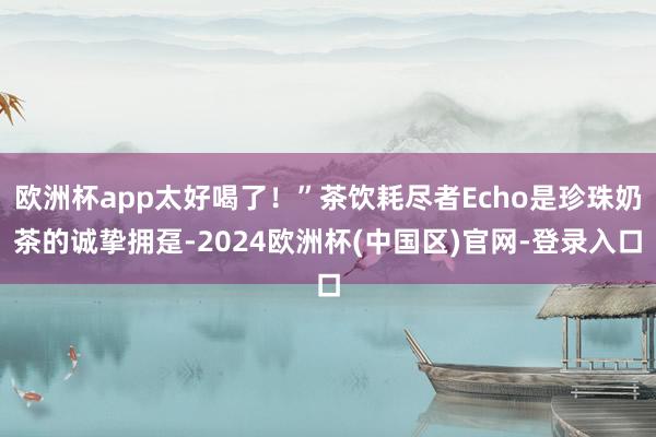 欧洲杯app太好喝了！”茶饮耗尽者Echo是珍珠奶茶的诚挚拥趸-2024欧洲杯(中国区)官网-登录入口