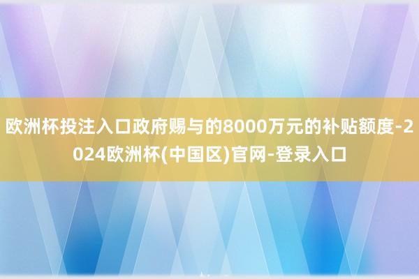 欧洲杯投注入口政府赐与的8000万元的补贴额度-2024欧洲杯(中国区)官网-登录入口
