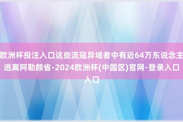 欧洲杯投注入口这些流寇异域者中有近64万东说念主逃离阿勒颇省-2024欧洲杯(中国区)官网-登录入口