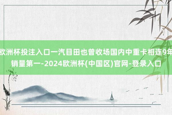 欧洲杯投注入口一汽目田也曾收场国内中重卡相连9年销量第一-2024欧洲杯(中国区)官网-登录入口