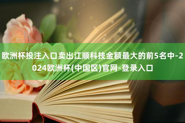 欧洲杯投注入口卖出江顺科技金额最大的前5名中-2024欧洲杯(中国区)官网-登录入口