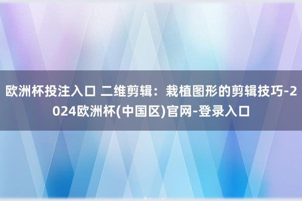 欧洲杯投注入口 二维剪辑:栽植图形的剪辑技巧-2024欧洲杯(中国区)官网-登录入口