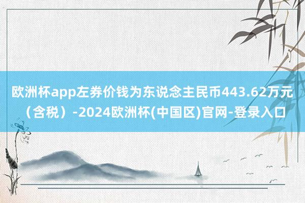 欧洲杯app左券价钱为东说念主民币443.62万元（含税）-2024欧洲杯(中国区)官网-登录入口