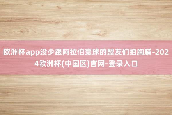 欧洲杯app没少跟阿拉伯寰球的盟友们拍胸脯-2024欧洲杯(中国区)官网-登录入口